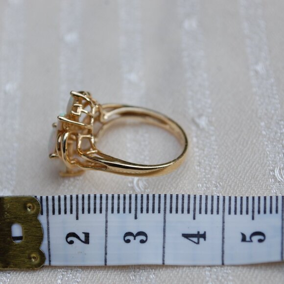 Opal and Diamond 14k Gold Ring Size 6 - Picture 12 of 14